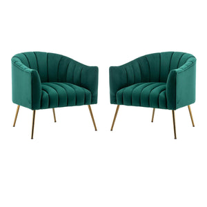 SEYNAR Modern Velvet Accent Chair,Round Upholstered Barrel Chair for Living Room
