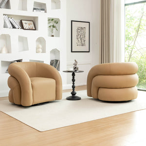 SEYNAR Modern Glam PU Leather 360 Degree Swivel Accent Armchair with Metal Base