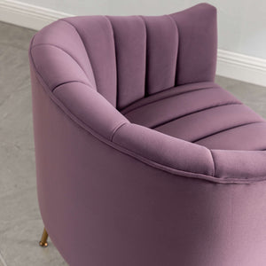 SEYNAR Modern Velvet Accent Chair,Round Upholstered Barrel Chair for Living Room
