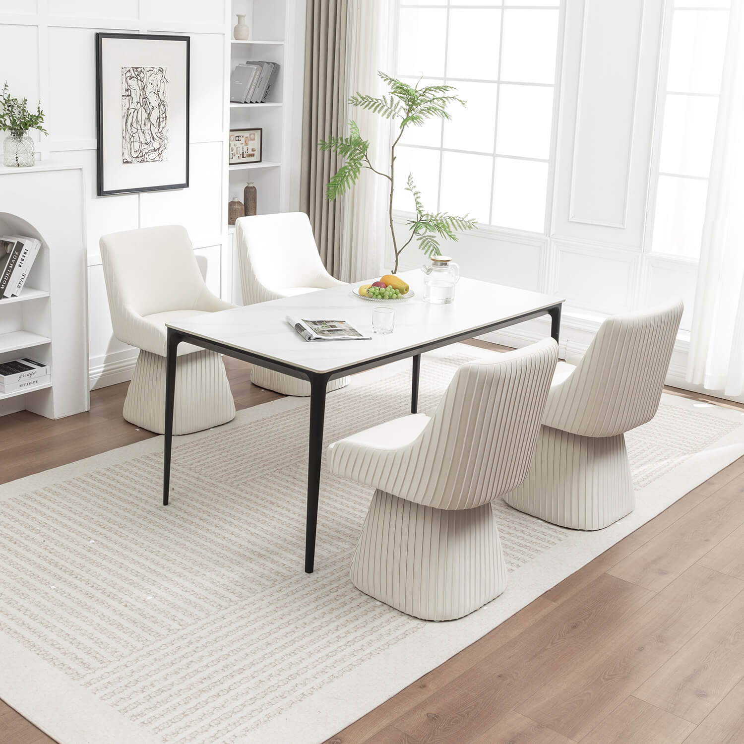 SEYNAR Modern Velvet 360 Degree Swivel Armless Dining chair(Single/Set of 2/4/6)