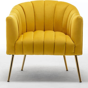 SEYNAR Modern Velvet Accent Chair,Round Upholstered Barrel Chair for Living Room