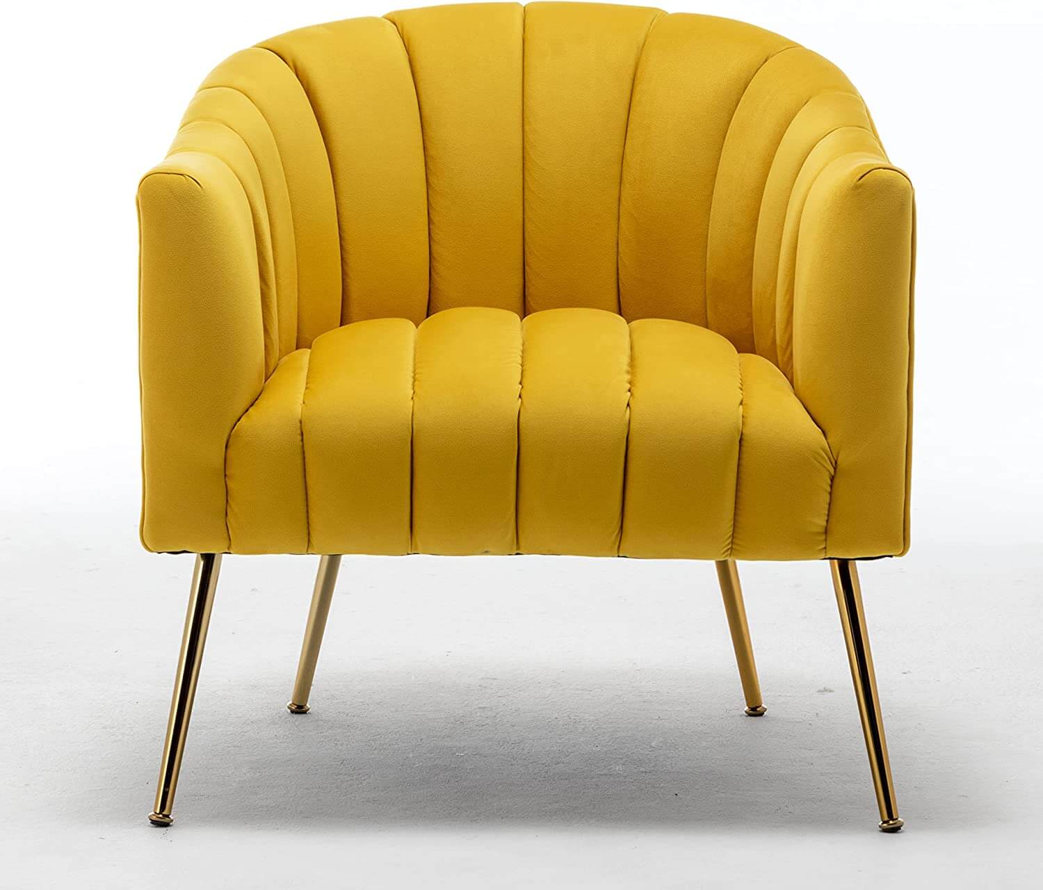 SEYNAR Modern Velvet Accent Chair,Round Upholstered Barrel Chair for Living Room