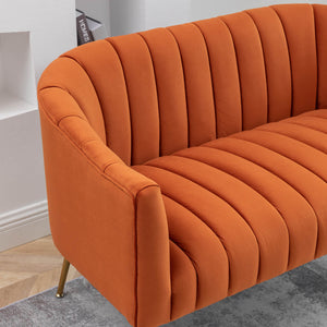 SEYNAR Modern Glam Comfy 50" Metal Legs Curved Sofa 2 Seaters Loveseat with Tufted Back