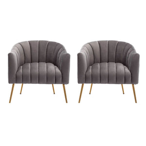 SEYNAR Modern Velvet Accent Chair,Round Upholstered Barrel Chair for Living Room