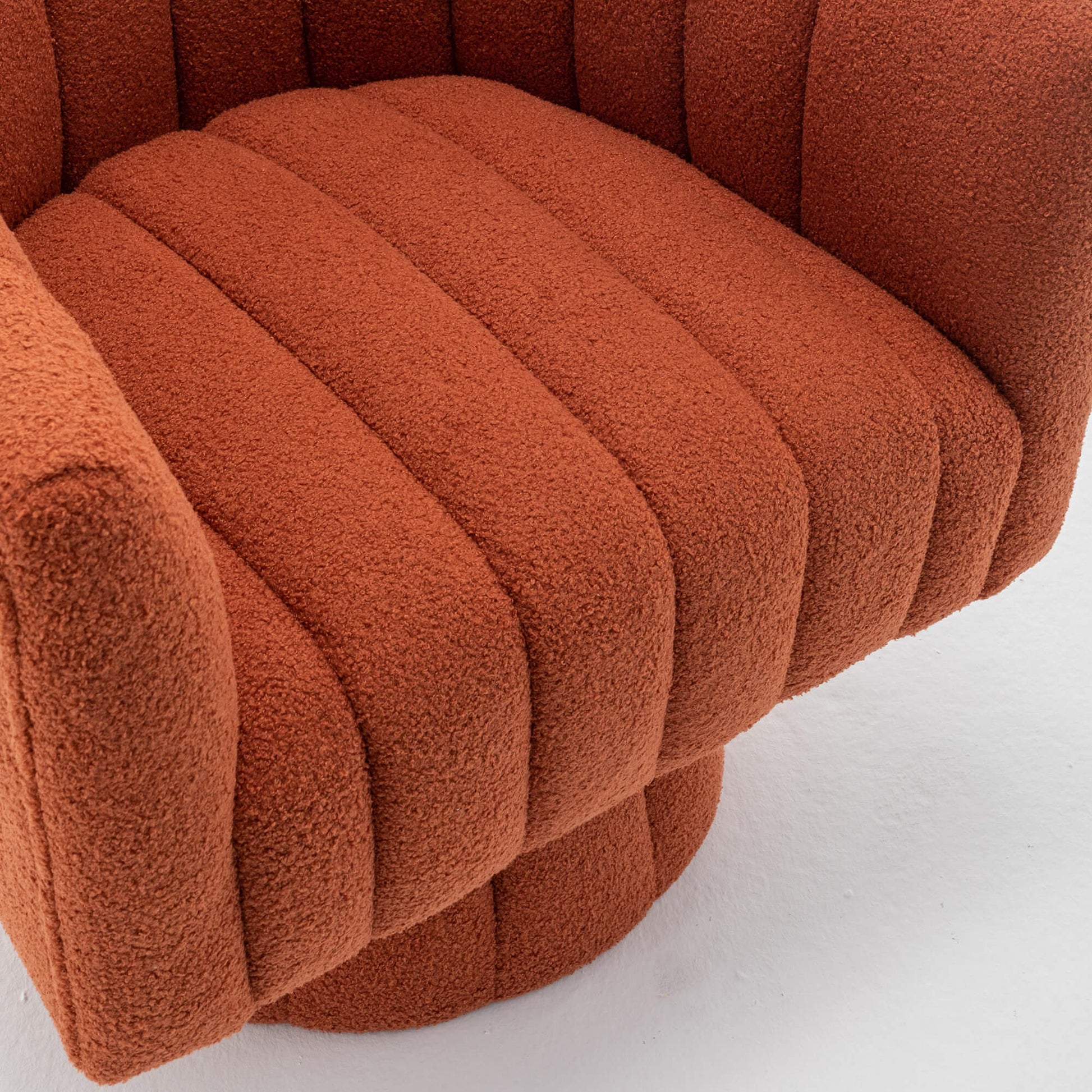 SEYNAR Modern Glam Teddy Fabric Upholstered Round Swivel Accent Barrel Chair(Single/Set of 2)
