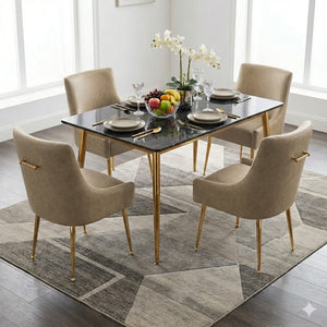 SEYNAR Modern Glam PU Leather Dining Chair or Vanity Chair Set of 2/4/6 with Rear Handle