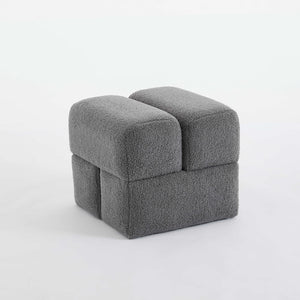SEYNAR Modern 16.5''Faux Sherpa Square  Cube Otttoman