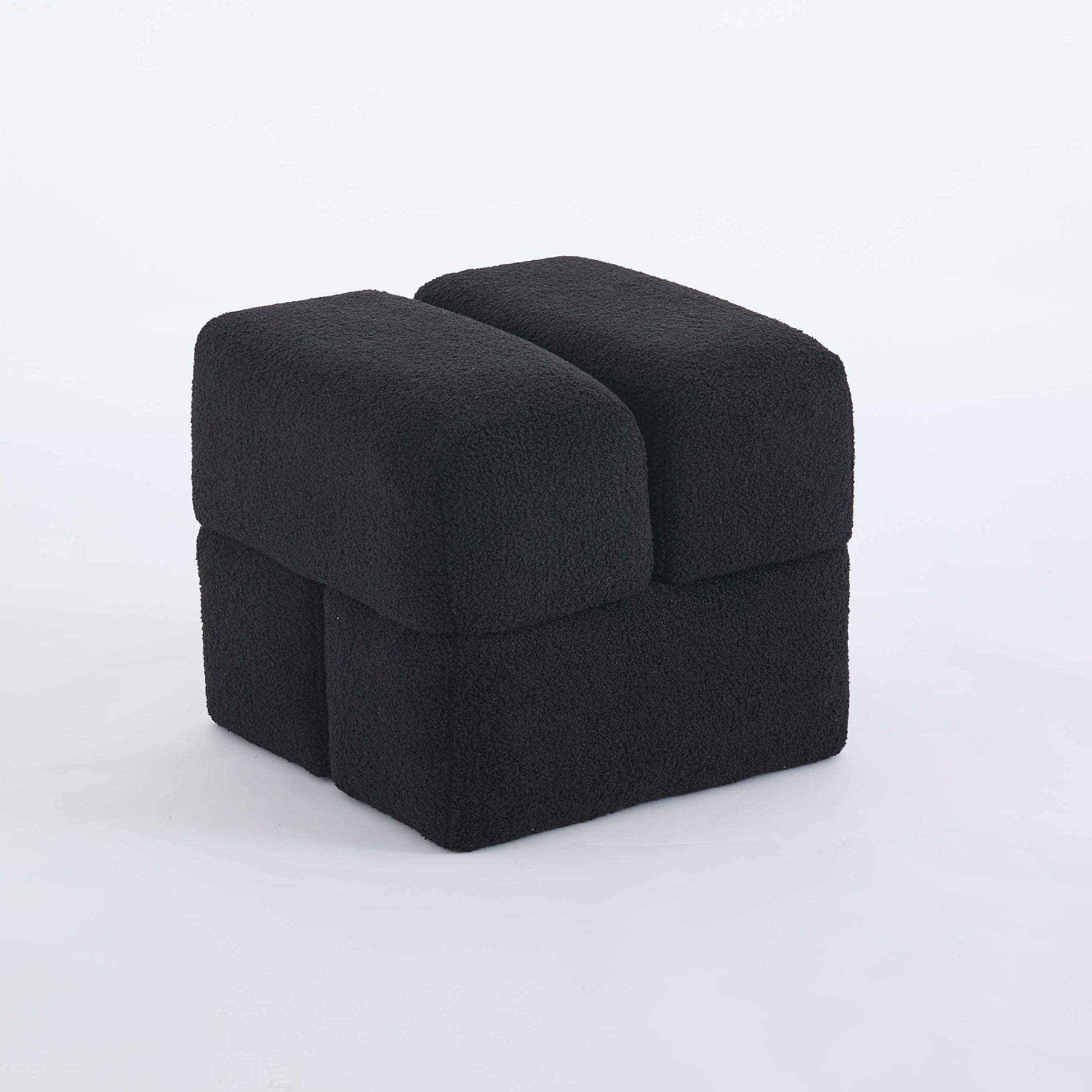 SEYNAR Modern 16.5''Faux Sherpa Square  Cube Otttoman