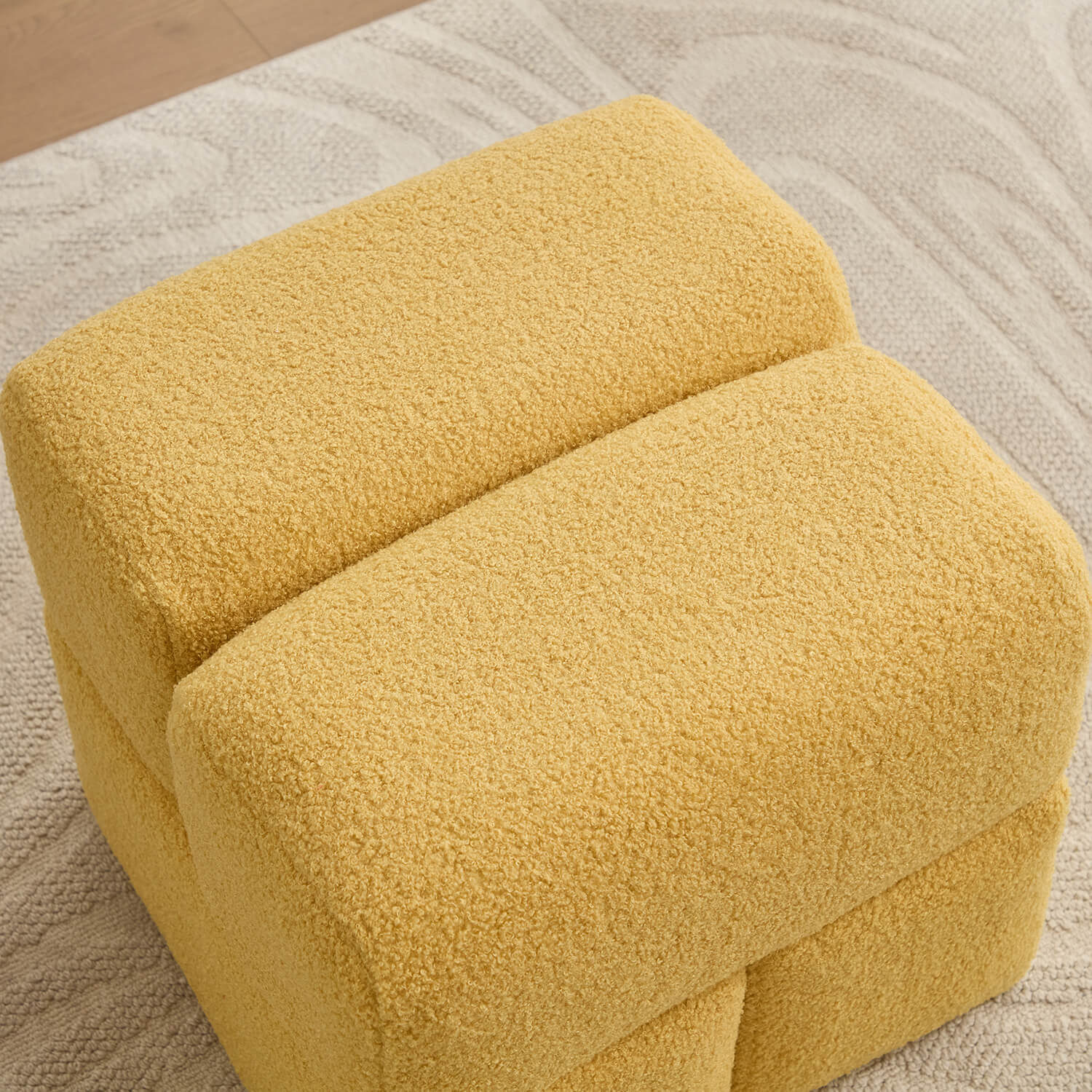 SEYNAR Modern 16.5''Faux Sherpa Square  Cube Otttoman