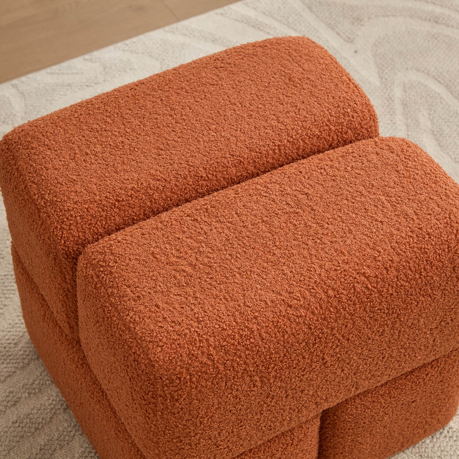 SEYNAR Modern 16.5''Faux Sherpa Square  Cube Otttoman