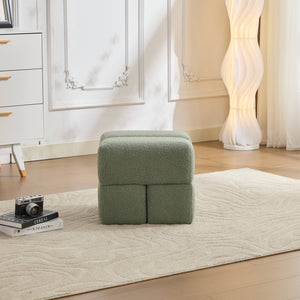 SEYNAR Modern 16.5''Faux Sherpa Square  Cube Otttoman