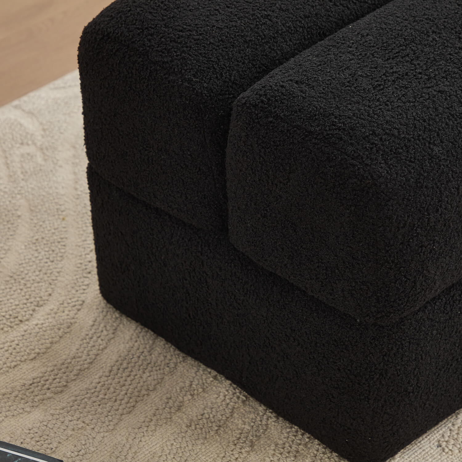 SEYNAR Modern 16.5''Faux Sherpa Square  Cube Otttoman