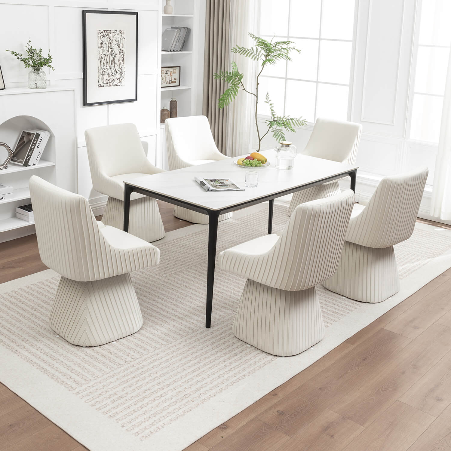 SEYNAR Modern Velvet 360 Degree Swivel Armless Dining chair(Single/Set of 2/4/6)