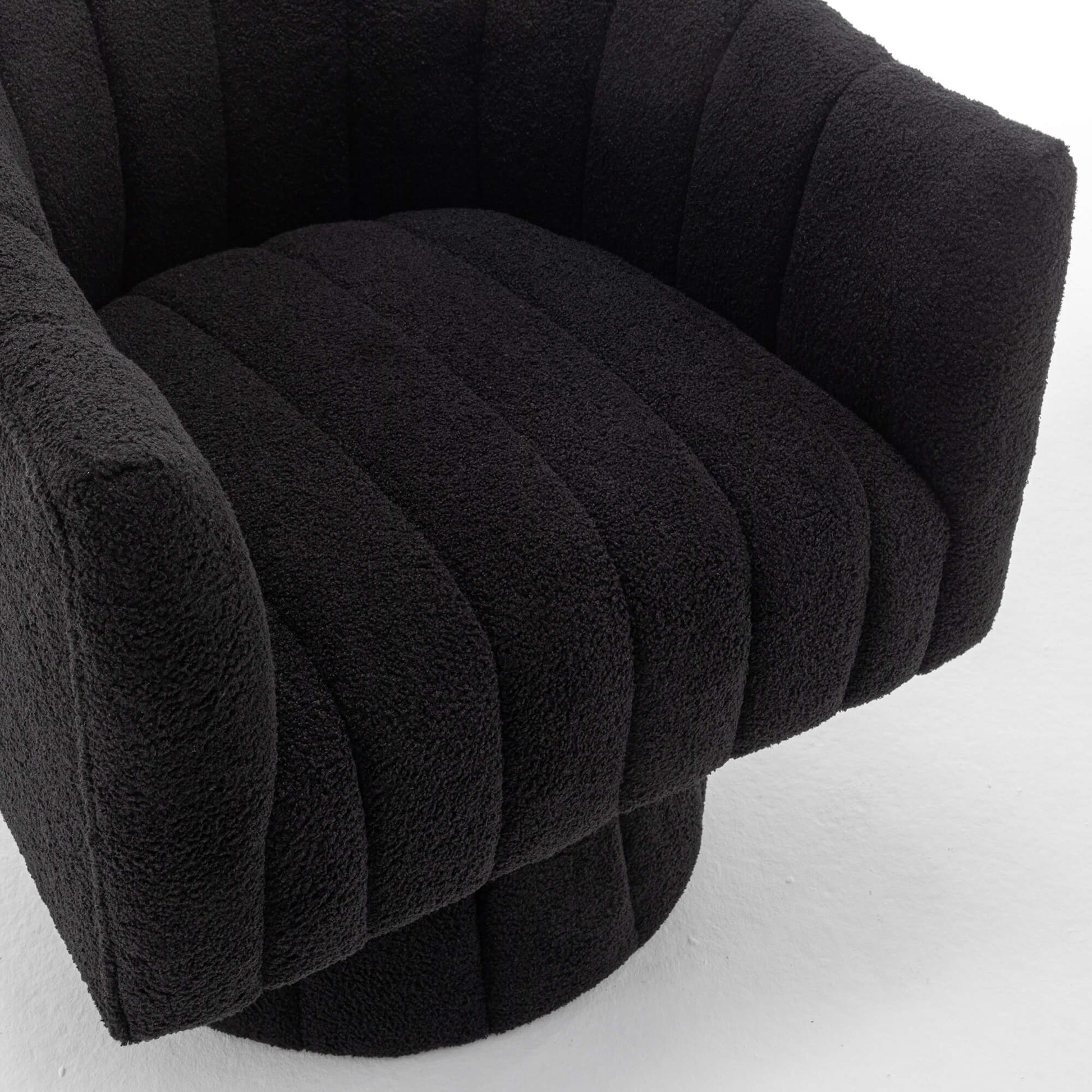 SEYNAR Modern Glam Teddy Fabric Upholstered Round Swivel Accent Barrel Chair(Single/Set of 2)