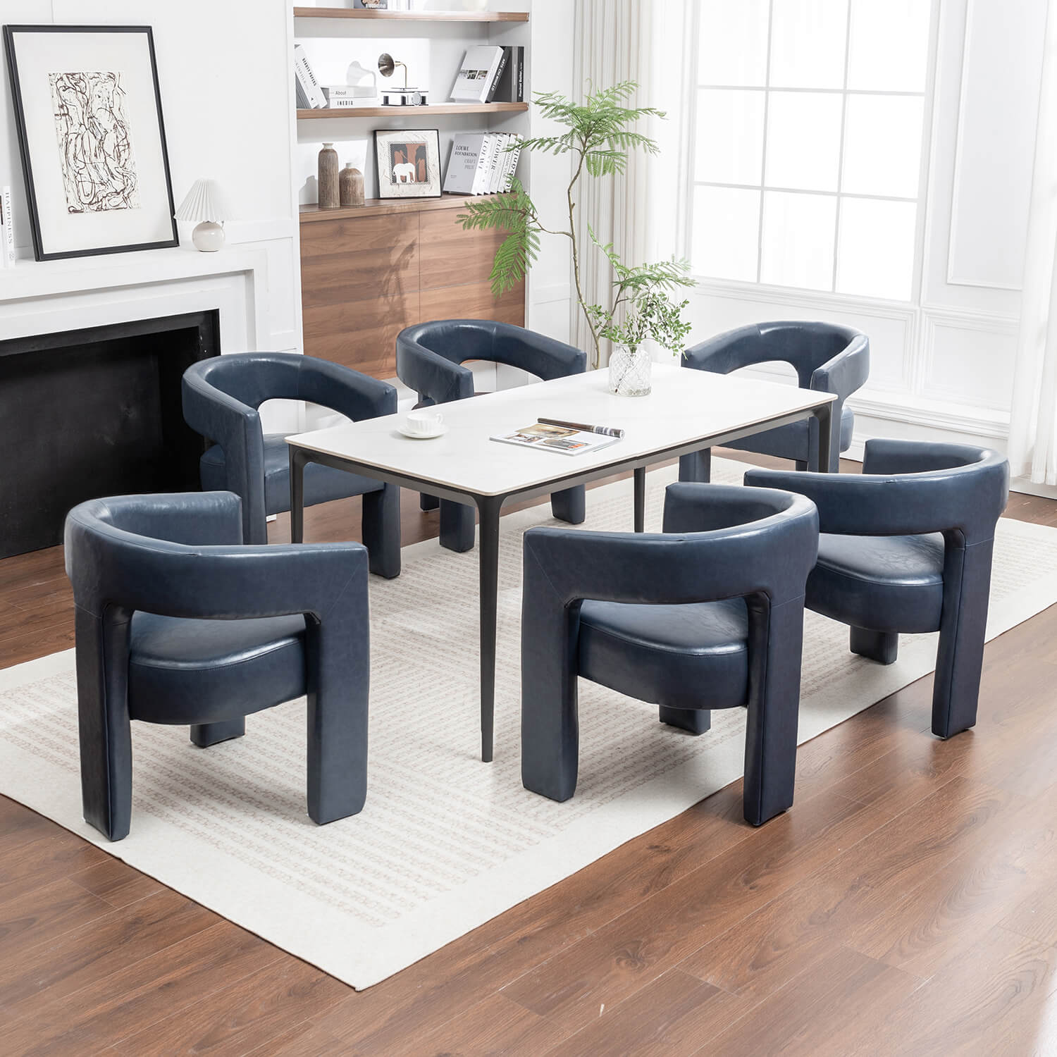 SEYNAR Modern Glam PU Leather Upholstered Dining Chair