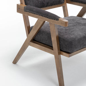 SEYNAR Rustic Mid-Century Chenille Accent Chair with Nailhead Trim and Wood Frame(Single/Set of 2)