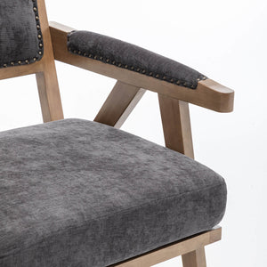 SEYNAR Rustic Mid-Century Chenille Accent Chair with Nailhead Trim and Wood Frame(Single/Set of 2)