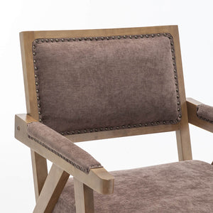 SEYNAR Rustic Mid-Century Chenille Accent Chair with Nailhead Trim and Wood Frame(Single/Set of 2)