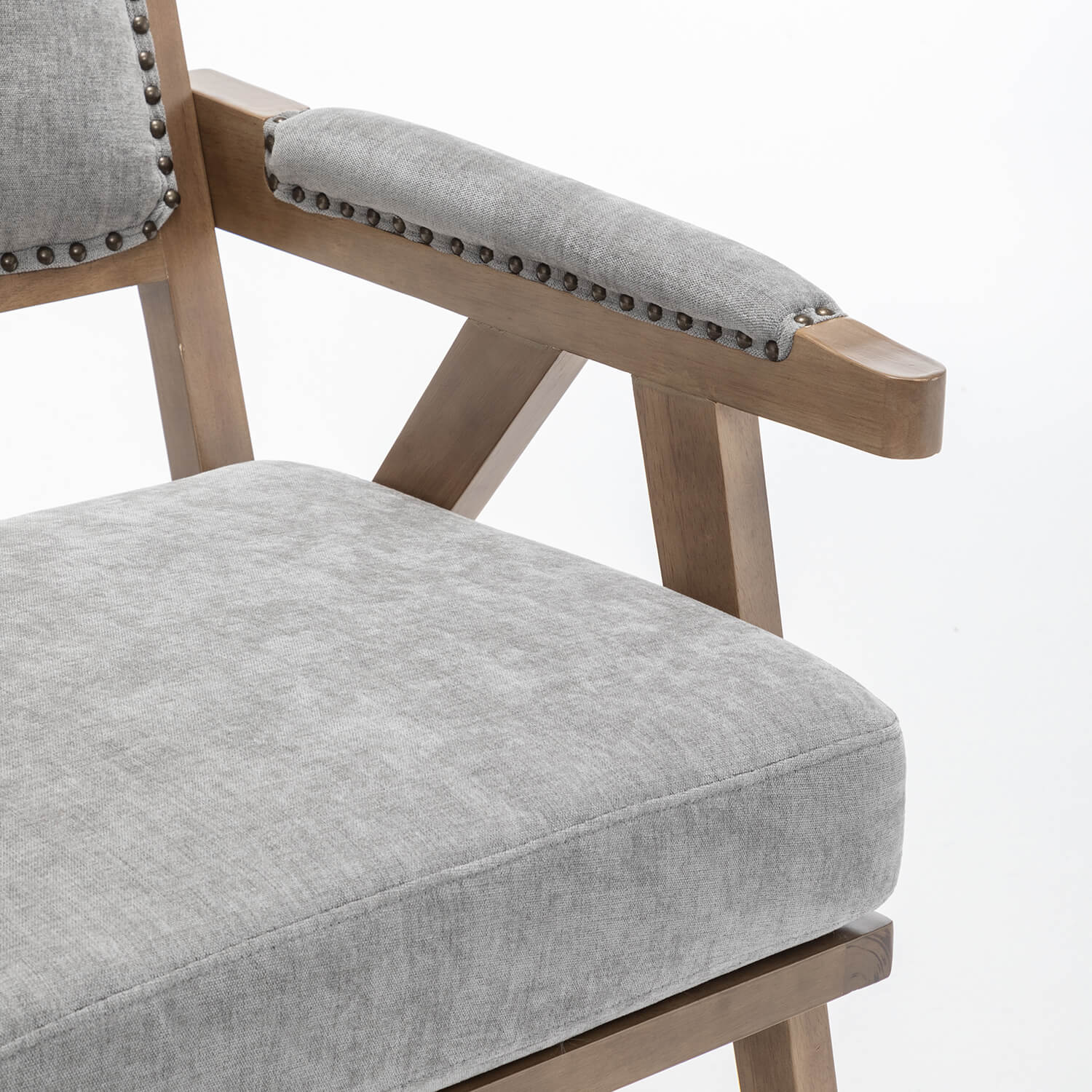 SEYNAR Rustic Mid-Century Chenille Accent Chair with Nailhead Trim and Wood Frame(Single/Set of 2)