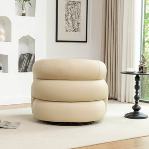 SEYNAR Modern Glam PU Leather 360 Degree Swivel Accent Armchair with Metal Base