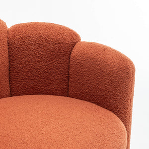 SEYNAR Modern Glam Faux Sherpa Upholstered Round Accent Chair with Flower Shaped Back Design(Single/Set of 2)