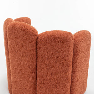 SEYNAR Modern Glam Faux Sherpa Upholstered Round Accent Chair with Flower Shaped Back Design(Single/Set of 2)