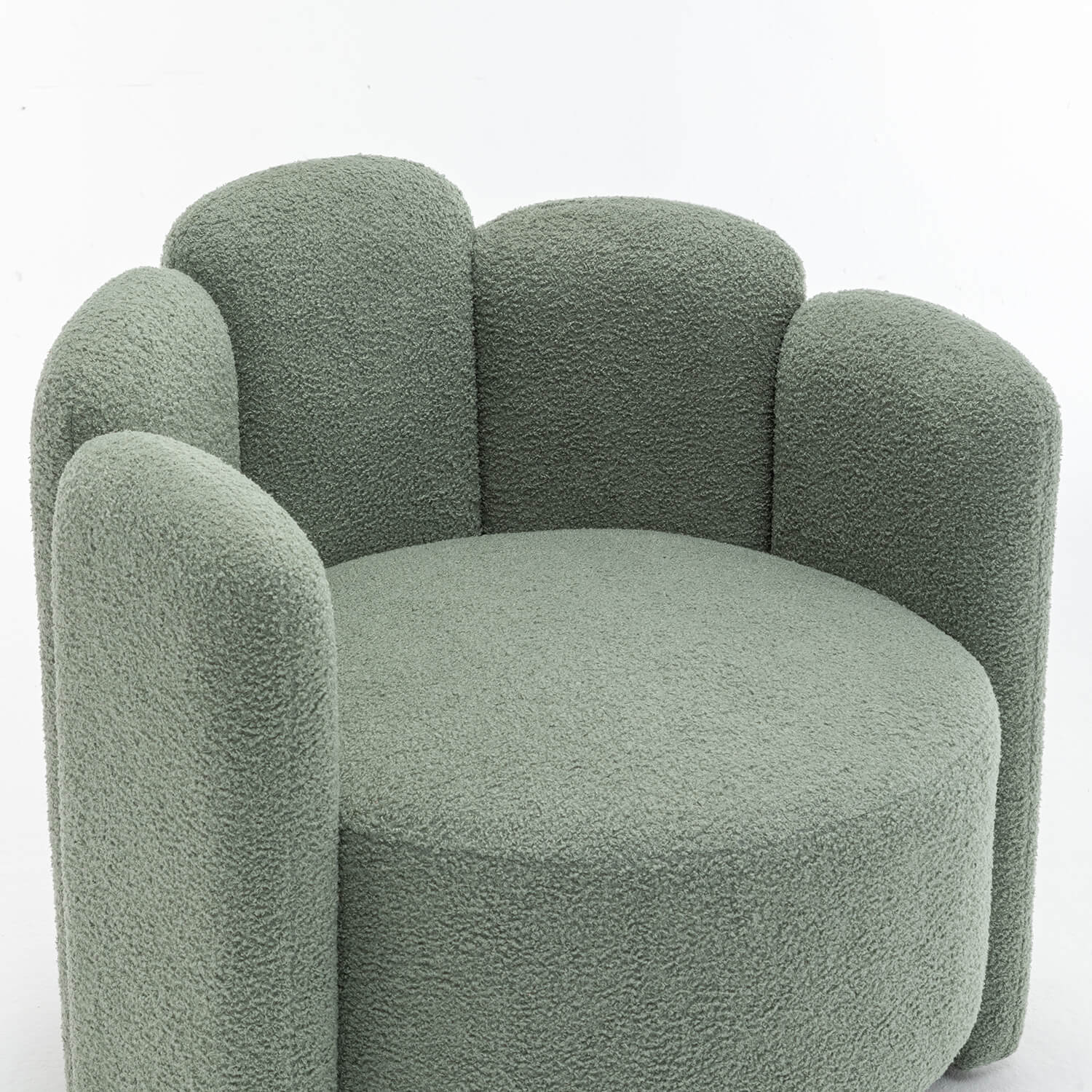 SEYNAR Modern Glam Faux Sherpa Upholstered Round Accent Chair with Flower Shaped Back Design(Single/Set of 2)