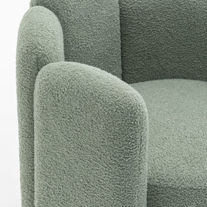 SEYNAR Modern Glam Faux Sherpa Upholstered Round Accent Chair with Flower Shaped Back Design(Single/Set of 2)