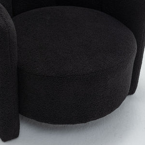 SEYNAR Modern Glam Faux Sherpa Upholstered Round Accent Chair with Flower Shaped Back Design(Single/Set of 2)