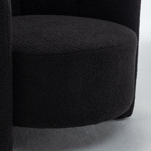 SEYNAR Modern Glam Faux Sherpa Upholstered Round Accent Chair with Flower Shaped Back Design(Single/Set of 2)