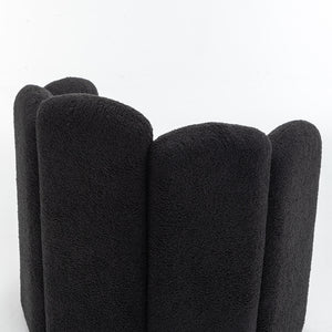 SEYNAR Modern Glam Faux Sherpa Upholstered Round Accent Chair with Flower Shaped Back Design(Single/Set of 2)
