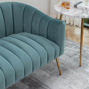 SEYNAR Modern Glam Comfy 50" Metal Legs Curved Sofa 2 Seaters Loveseat with Tufted Back