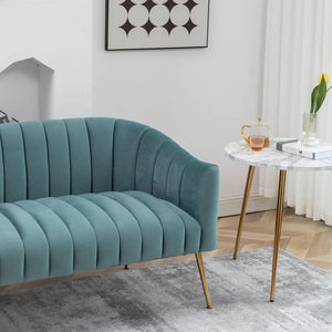 SEYNAR Modern Glam Comfy 50" Metal Legs Curved Sofa 2 Seaters Loveseat with Tufted Back