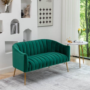 SEYNAR Modern Glam Comfy 50" Metal Legs Curved Sofa 2 Seaters Loveseat with Tufted Back