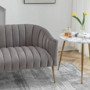 SEYNAR Modern Glam Comfy 50" Metal Legs Curved Sofa 2 Seaters Loveseat with Tufted Back