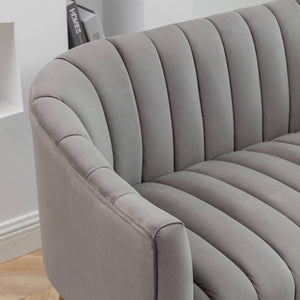 SEYNAR Modern Glam Comfy 50" Metal Legs Curved Sofa 2 Seaters Loveseat with Tufted Back