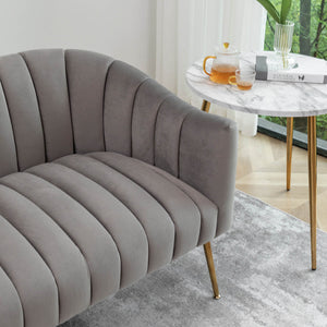SEYNAR Modern Glam Comfy 50" Metal Legs Curved Sofa 2 Seaters Loveseat with Tufted Back
