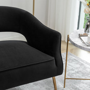 SEYNAR Modern 51'' Velvet Tufted Loveseat Open Back with Golden Metal Legs