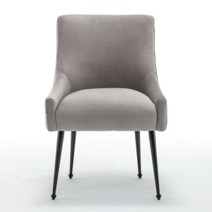 SEYNAR Modern Glam Velvet Black Metal Legs Dining Chair or Vanity Chair Set of 2/4/6 with Rear Handle