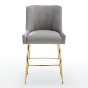 SEYNAR Modern Velvet 39'' H Metal Leg Counter or Bar Stools Set of 2/4