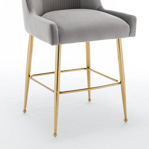 SEYNAR Modern Velvet 39'' H Metal Leg Counter or Bar Stools Set of 2/4