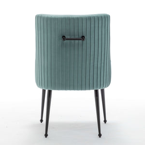 SEYNAR Modern Glam Velvet Black Metal Legs Dining Chair or Vanity Chair Set of 2/4/6 with Rear Handle