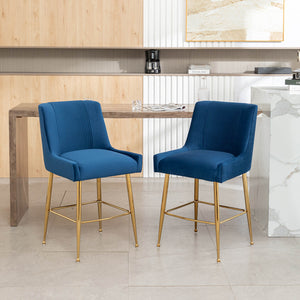 SEYNAR Modern Velvet 39'' H Metal Leg Counter or Bar Stools Set of 2/4