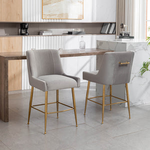 SEYNAR Modern Velvet 39'' H Metal Leg Counter or Bar Stools Set of 2/4