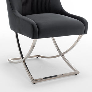 SEYNAR Contempoary Velvet Dining Chair Set of 2/4/6 with Metal Frame Legs and Back Pull