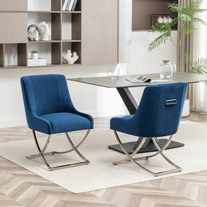 SEYNAR Contempoary Velvet Dining Chair Set of 2/4/6 with Metal Frame Legs and Back Pull