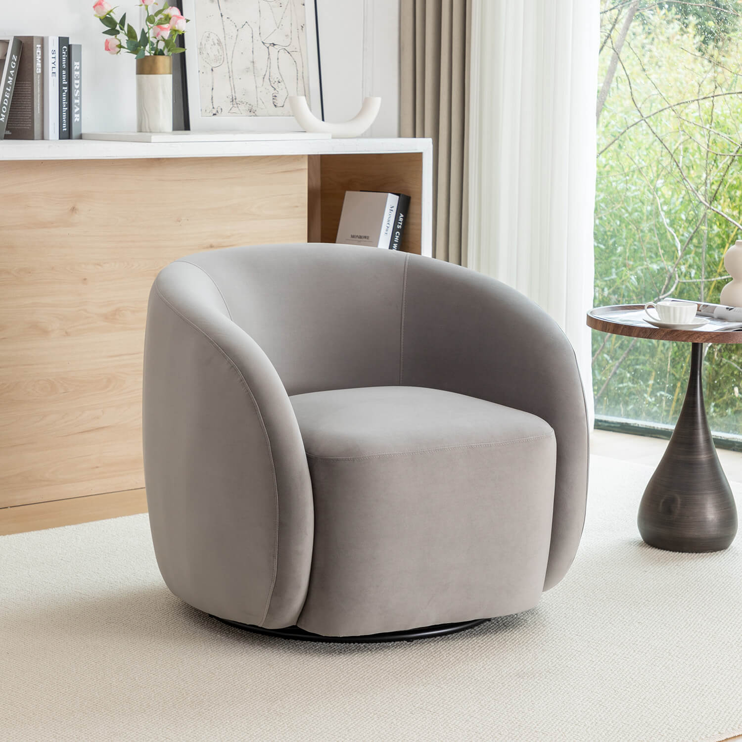 SEYNAR Modern Glam Velvet Upholstered 360 Degree Swivel Accent Armchair(Single/Set of 2)