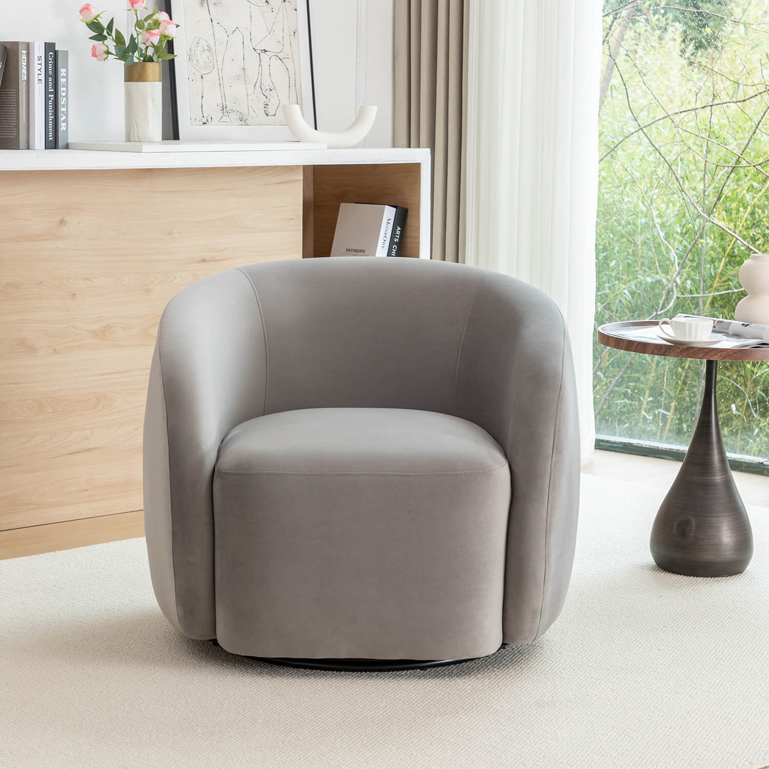 SEYNAR Modern Glam Velvet Upholstered 360 Degree Swivel Accent Armchair(Single/Set of 2)