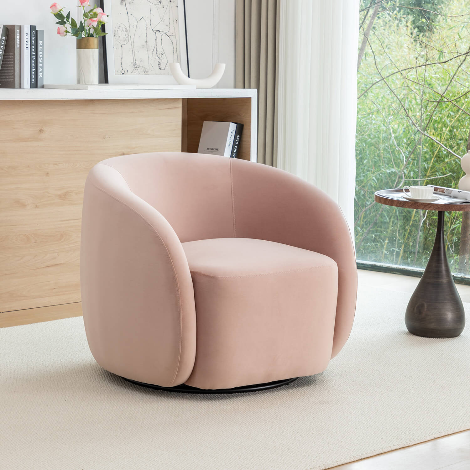 SEYNAR Modern Glam Velvet Upholstered 360 Degree Swivel Accent Armchair(Single/Set of 2)
