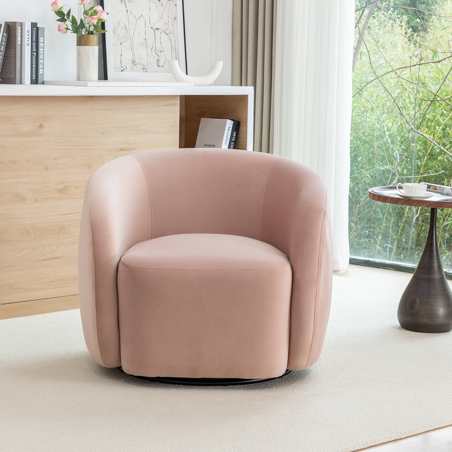 SEYNAR Modern Glam Velvet Upholstered 360 Degree Swivel Accent Armchair(Single/Set of 2)